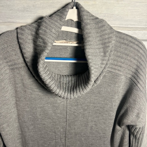 Soft Surroundings Heather Grey Ribbed Cowl Neck Sweater Tunic Wool Cashmere Cozy - Picture 6 of 9